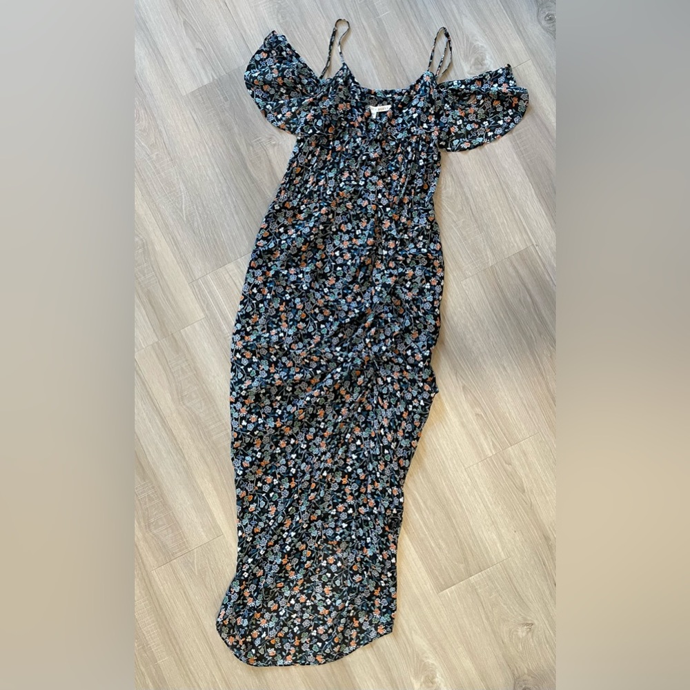 COPY - NWT Veronica Beard Marilyn Cold Shoulder Ruffle Silk Midi Dress.